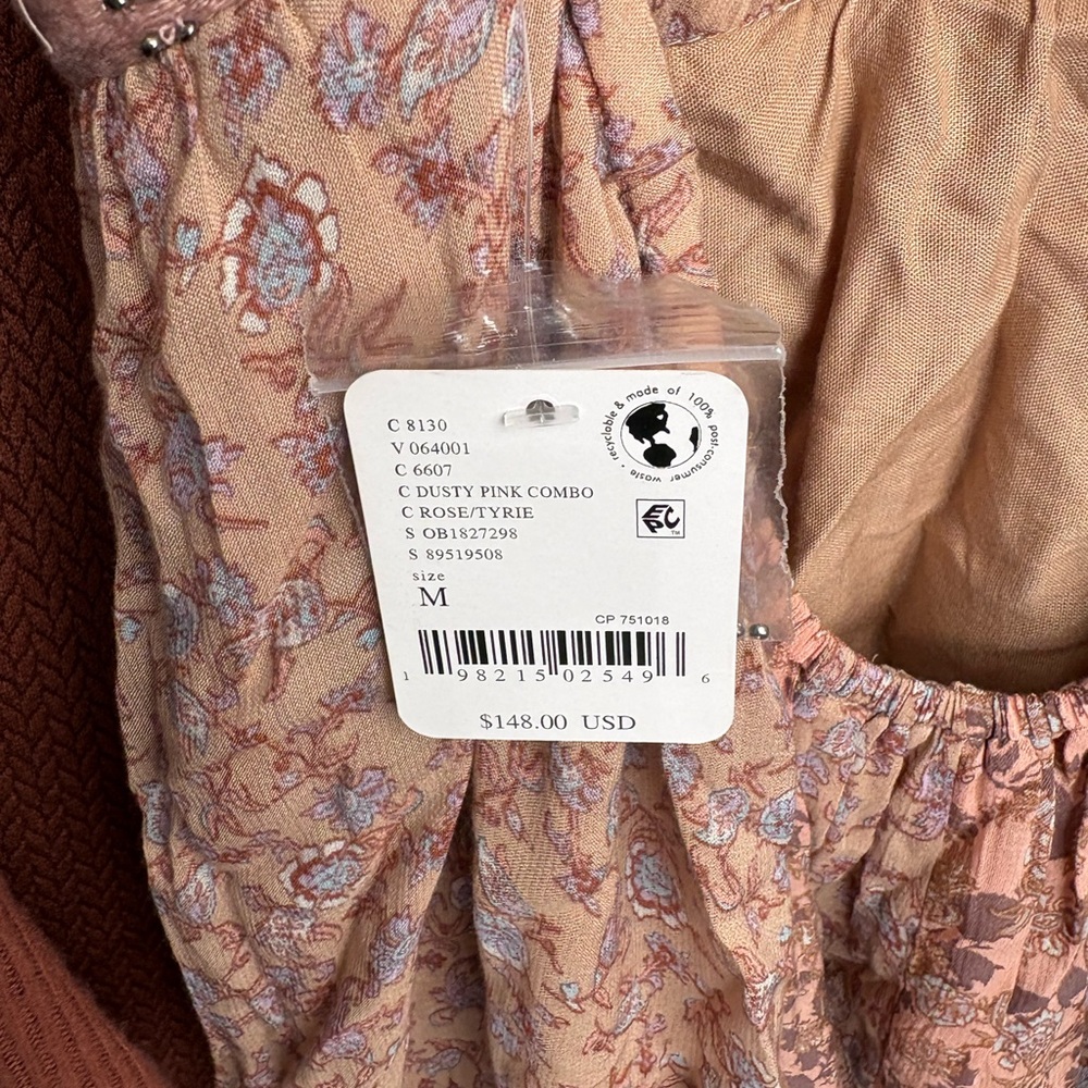 Free People Floral Print Dress in Pink and Tan - Picture 7 of 8